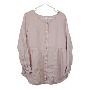 Sigrid Olson 100% Linen Shell Pink Button Down Blouse – Size Small